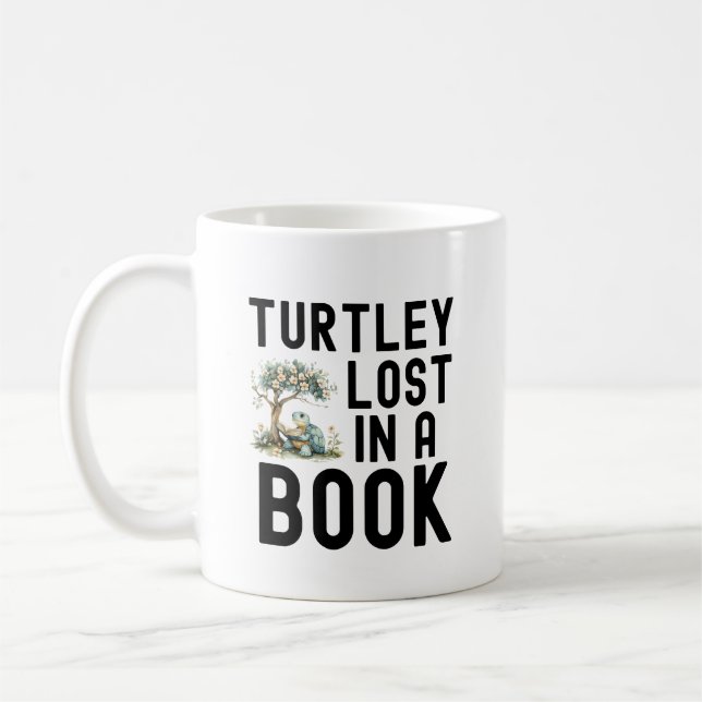 Taza De Café Cita de lectura divertida de libro de tortugas (Izquierda)