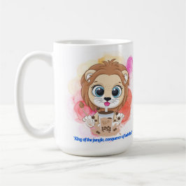 Taza De Café Cita de león personalizado tomando té bobba.