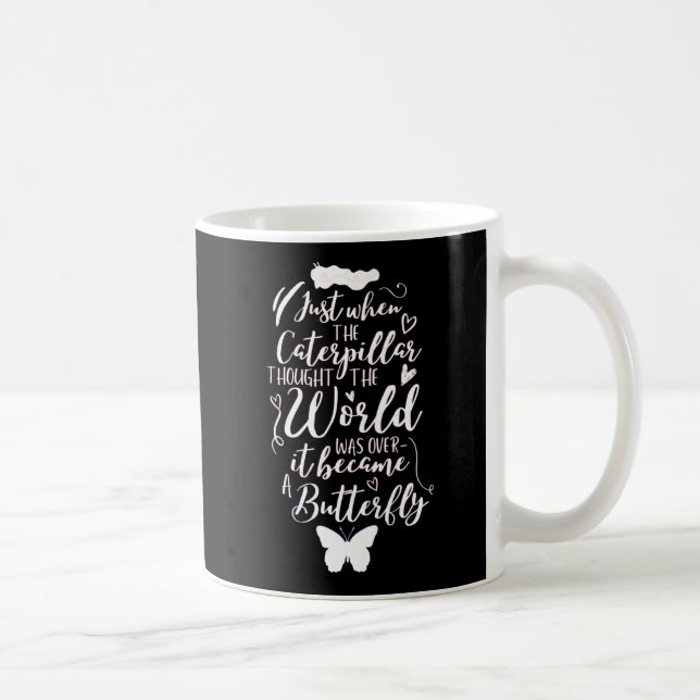Taza De Café Cita de mariposa motivada inspiradora (Derecha)