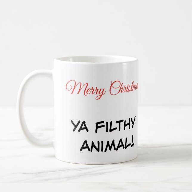Taza De Café Cita de música "Feliz Navidad Ya Filthy Animal" (Izquierda)