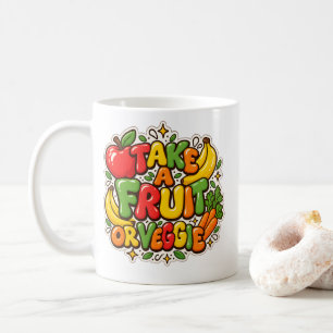 Taza De Café Cita de nutrición "Toma una fruta o verdura"