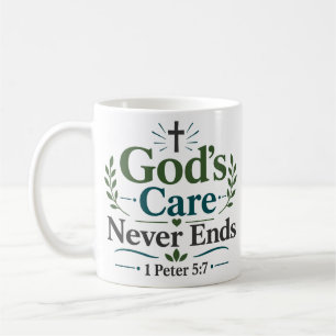 Taza De Café Cita de oración cristiana El cuidado de Dios nunca