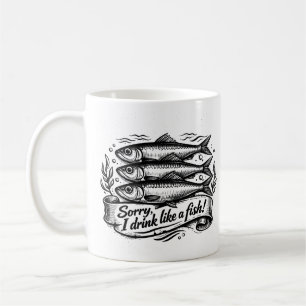 Taza De Café Cita de pez sardina lindo