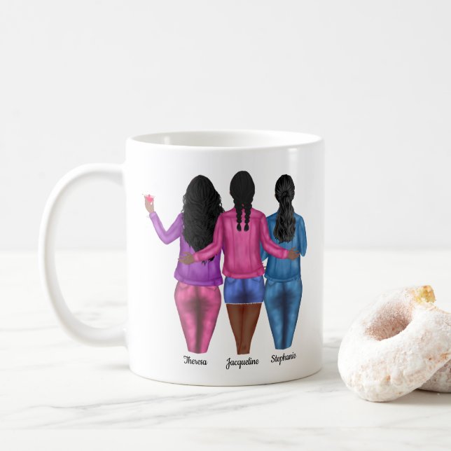 Taza De Café Cita de problemas personalizada de 3 mejores amigo (Con donut)