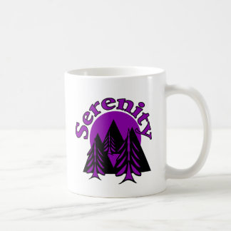 Taza De Café Cita de serenidad moderna negro luna púrpura árbol