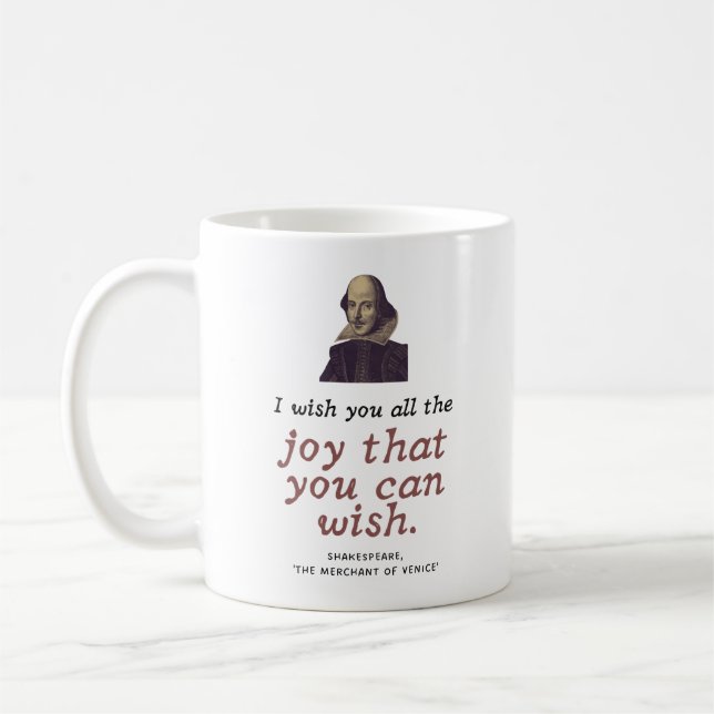 Taza De Café Cita de Shakespeare educada feliz cumpleaños (Izquierda)