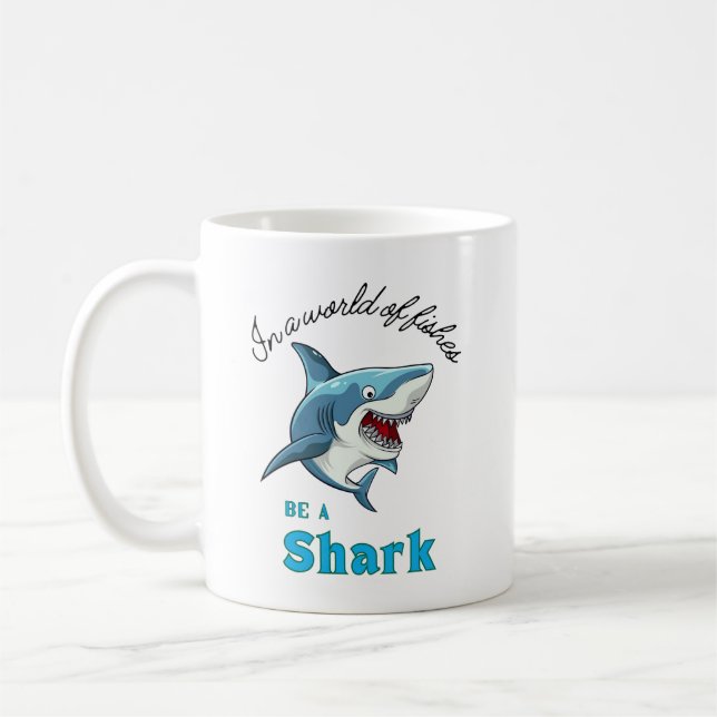 TAZA DE CAFÉ CITA DE TIBURÓN, DIVERTIDO ESTILO PERSONALIZADO (Izquierda)