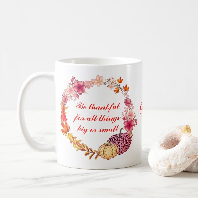 Taza De Café Cita de Wreath de otoño (Con donut)