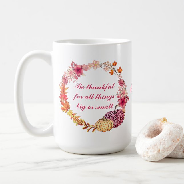 Taza De Café Cita de Wreath de otoño (Con donut)