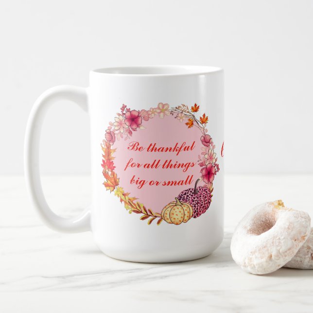 Taza De Café Cita de Wreath otoño café Mug (Con donut)