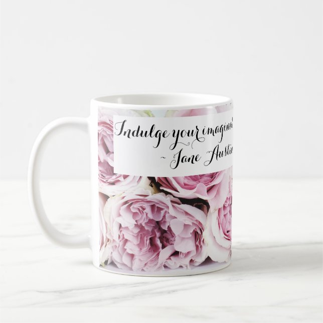 Taza De Café Cita del libro Jane Austen Pride & Prejudice Rosa (Izquierda)