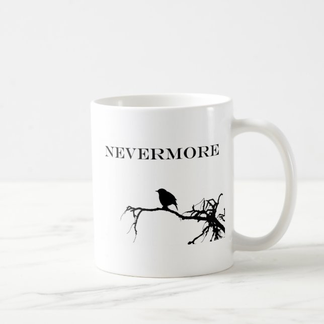Taza De Café Cita del poema Edgar Allan Poe de Nevermore Raven (Derecha)