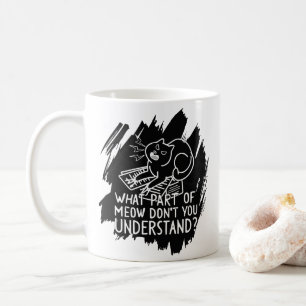 Taza De Café Cita divertida de gato con salpicadura negra