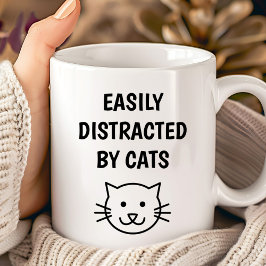 Taza De Café Cita Divertida de Gato - Fácilmente Distraído Por