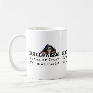 Taza De Café Cita divertida de Halloween de bruja o truco o tra