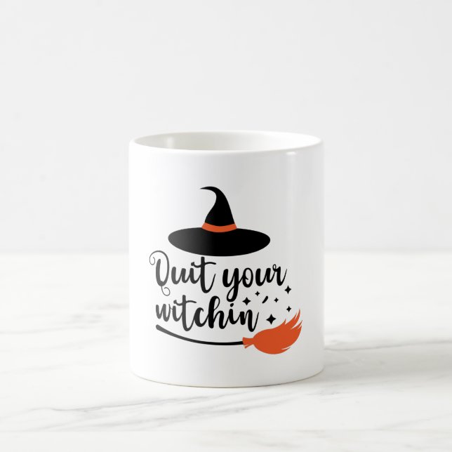 Taza De Café Cita divertida de Halloween para dejar tu brujería (Centro)