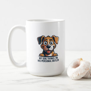 Taza De Café Cita divertida de perro mayordomo de dibujos anima