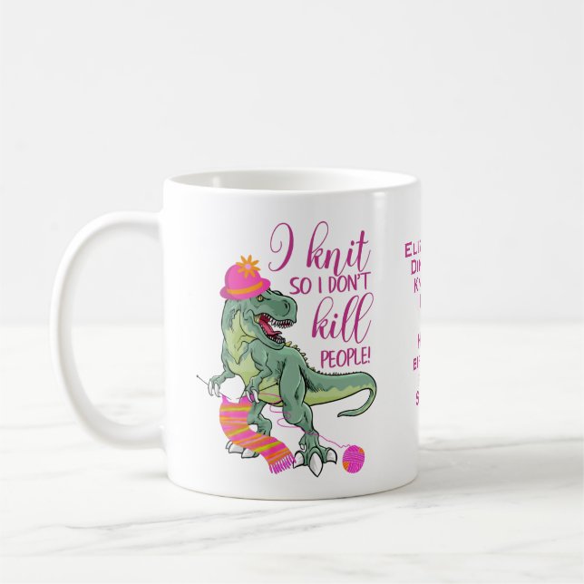 Taza De Café Cita divertida de punto dinosaurio (Izquierda)