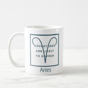 Taza De Café Cita divertida de Rótulo Aries Zodiac en azul y bl