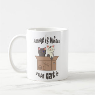 Taza De Café Cita divertida Home es donde está tu gato