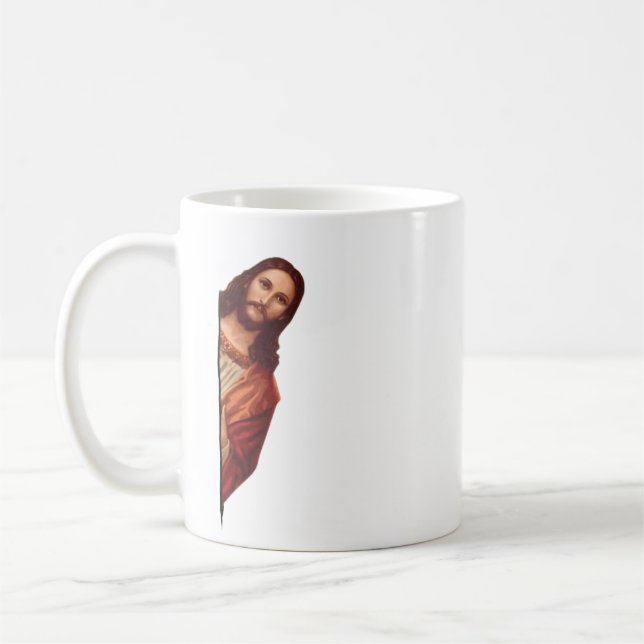 Taza De Café Cita divertida Jesús Meme Vi Ese Cristiano (Izquierda)
