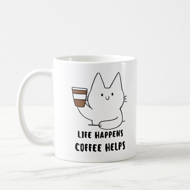 Taza De Café Cita divertida, la vida pasa, el café ayuda (Izquierda)