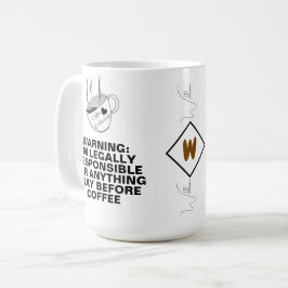 Taza De Café Cita Divertida (Meme de Cafeína, Chiste) Monograma