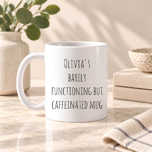 Taza De Café Cita divertida y perezosa de cafeína con nombre pe