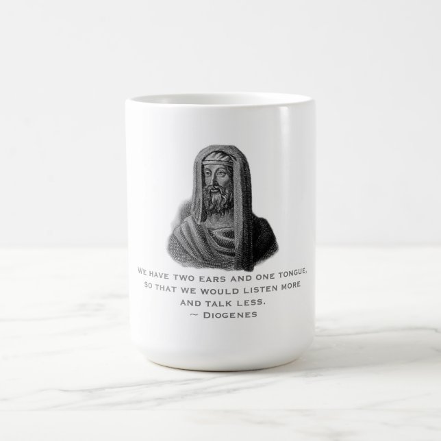 Taza De Café Cita Escuchar Más Hablar Menos Diógenes Filósofos (Centro)
