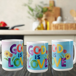 Taza De Café Cita espiritual Dios es amor Diseño moderno colori