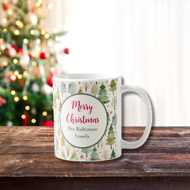 Taza De Café Cita Feliz Navidad Nombre Árboles Forestales Estac