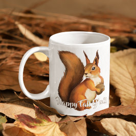 Taza De Café Cita Feliz Otoño Y Motif De La Ardilla Cuta