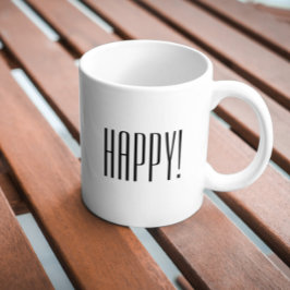 Taza De Café Cita feliz tipografía blanca negra