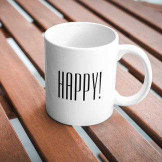 Taza De Café Cita feliz tipografía blanca negra