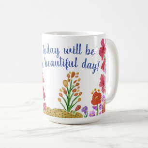 Taza De Café Cita floral café tazón "Buenos días"
