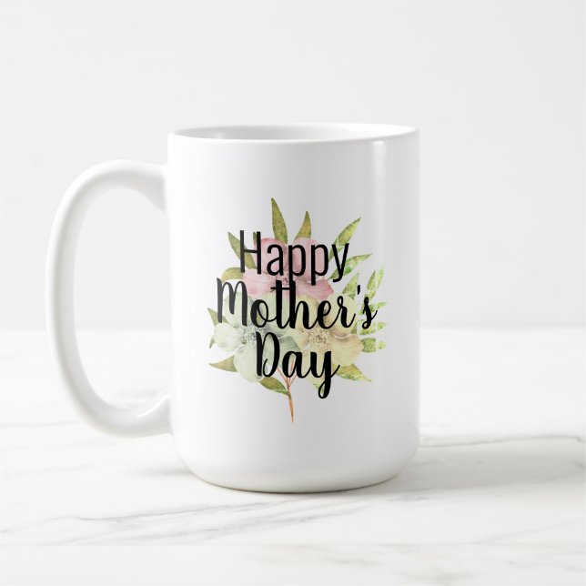 Taza De Café Cita floral de acuarela feliz día de la madre (Izquierda)