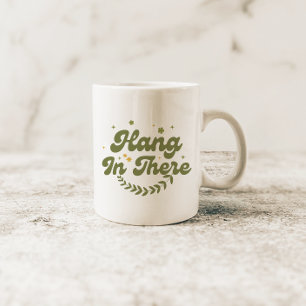 Taza De Café Cita floral verde retro 'Aguanta'