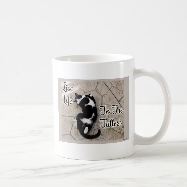 Taza De Café Cita fotográfica de gato motivacional de vida comp (Derecha)