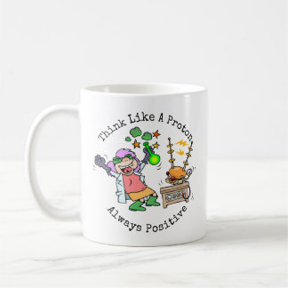 Taza De Café Cita Graciosa Del Científico Piensa Como Un Person