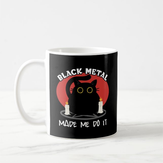 Taza De Café Cita graciosa Metalizado negra | Gato negro satáni (Izquierda)