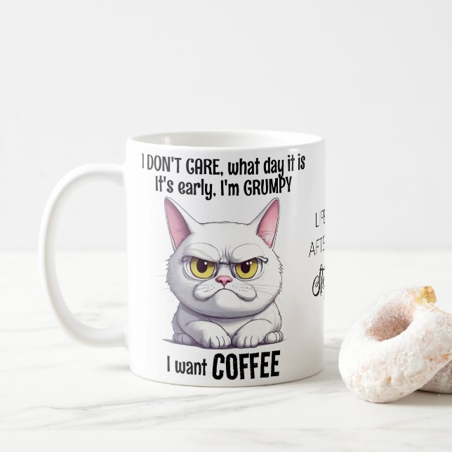 Taza De Café Cita grumpy para beber gato (Con donut)