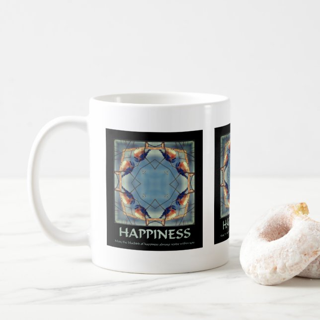 Taza De Café Cita Inspiradora De Bluebird Of Happiness (Con donut)