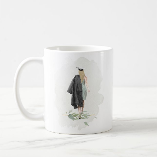 Taza De Café Cita Inspiradora de graduación de follaje acuático (Izquierda)