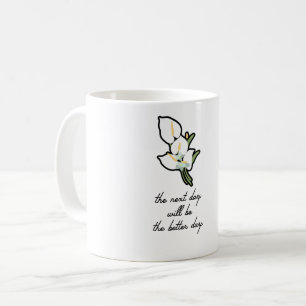 Taza De Café Cita Inspiradora de Lirio de Calla Blanco Elegante