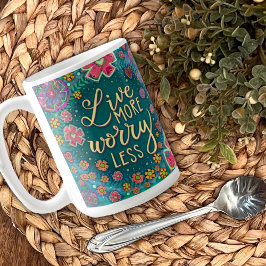 Taza De Café Cita inspiradora Floral Diversión Verde Rosa