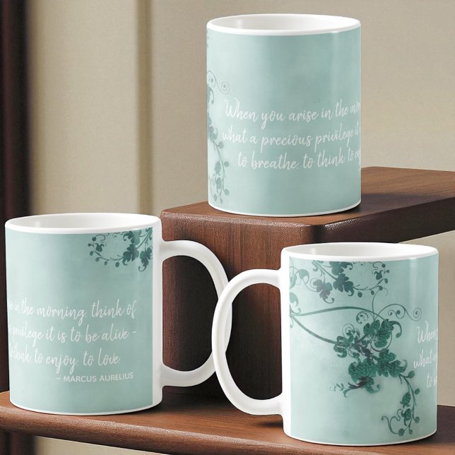 Taza De Café Cita inspiradora | Gratitud Diaria Por La Vida (template mug both sides and opposite of handle)