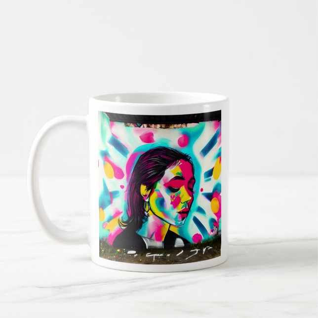 Taza De Café Cita inspiradora | Mujer graffiti (Izquierda)