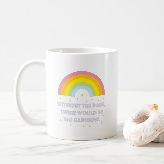 Taza De Café Cita Inspiradora y motivadora del arcoiris (Con donut)