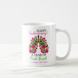 Taza De Café Cita libre de humo por 1 año con pulmones florales