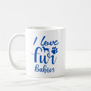 Taza De Café Cita mascota: Amo a cuatro bebés en azul